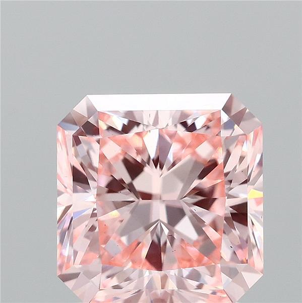 2.00 Carat Radiant Lab Grown Diamond, Fancy Intense Pink Color, VS2 Clarity