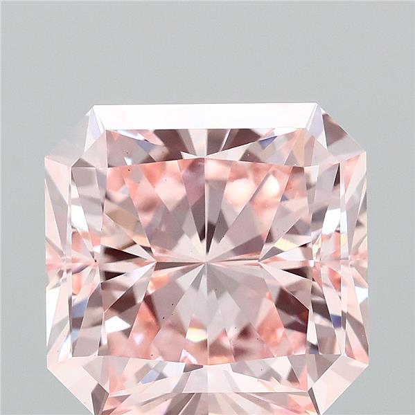 3.19 Carat Radiant Lab Grown Diamond, Fancy Intense Pink Color, VS1 Clarity