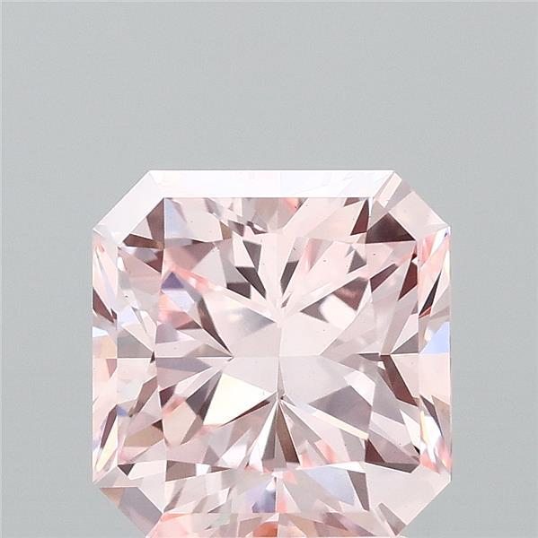 2.94 Carat Radiant Lab Grown Diamond, Fancy Intense Pink Color, VS1 Clarity