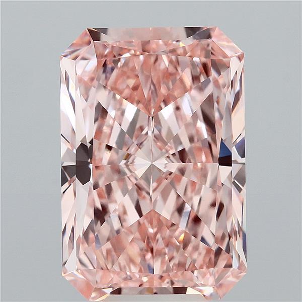 9.01 Carat Radiant Lab Grown Diamond, Fancy Intense Pink Color, VVS2 Clarity