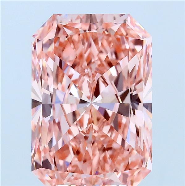 4.00 Carat Radiant Lab Grown Diamond, Fancy Vivid Pink Color, VVS2 Clarity