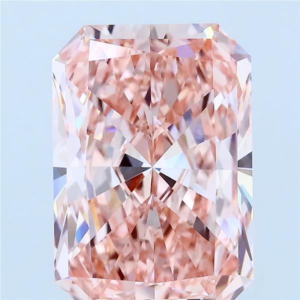 4.00 Carat Radiant Lab Grown Diamond, Fancy Vivid Pink Color, VVS2 Clarity