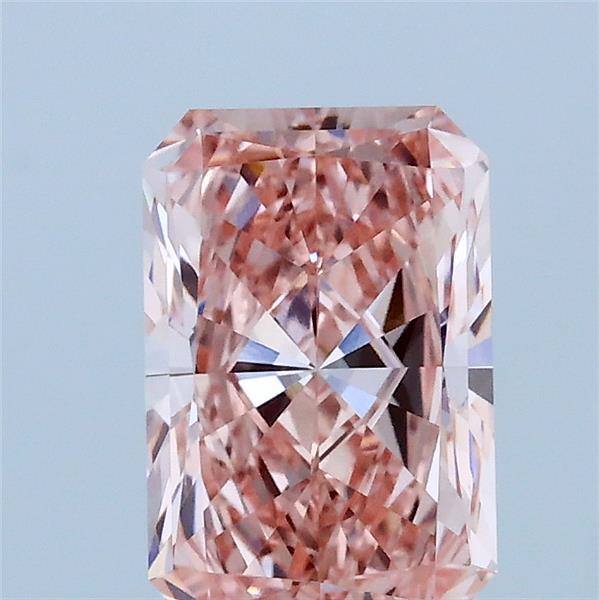 1.50 Carat Radiant Lab Grown Diamond, Fancy Vivid Pink Color, VVS2 Clarity