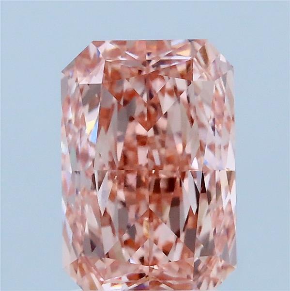 1.98 Carat Radiant Lab Grown Diamond, Fancy Vivid Pink Color, VS1 Clarity