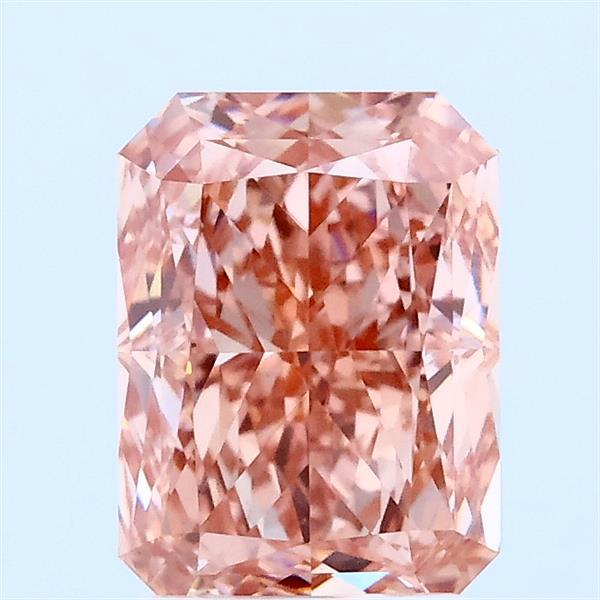 2.01 Carat Radiant Lab Grown Diamond, Fancy Vivid Pink Color, VS1 Clarity