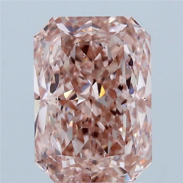 3.00 Carat Radiant Lab Grown Diamond, Fancy Intense Pink Color, VS2 Clarity