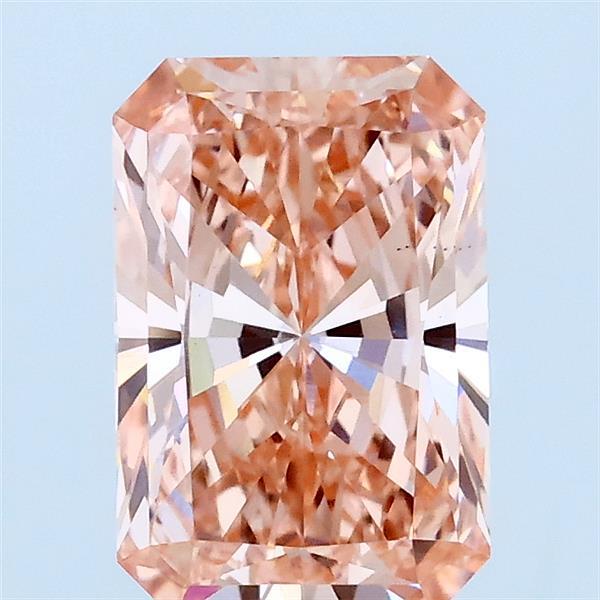 1.72 Carat Radiant Lab Grown Diamond, Fancy Vivid Pink Color, VS1 Clarity