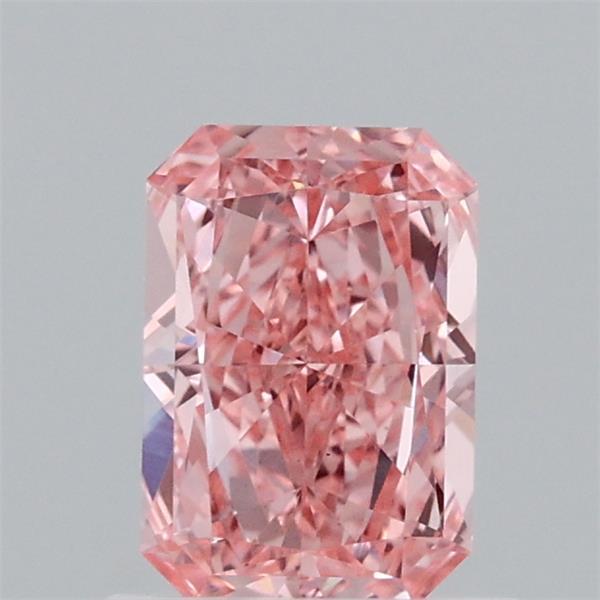 0.83 Carat Radiant Lab Grown Diamond, Fancy Vivid Pink Color, VS1 Clarity