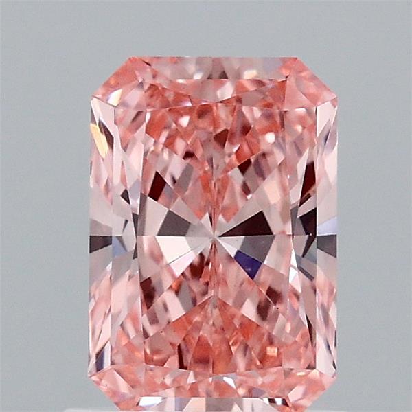 1.09 Carat Radiant Lab Grown Diamond, Fancy Vivid Pink Color, VS1 Clarity