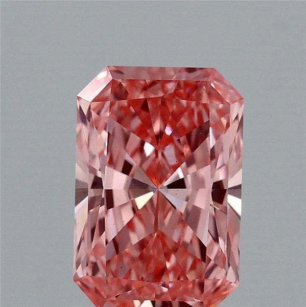 1.43 Carat Radiant Lab Grown Diamond, Fancy Vivid Pink Color, VS2 Clarity