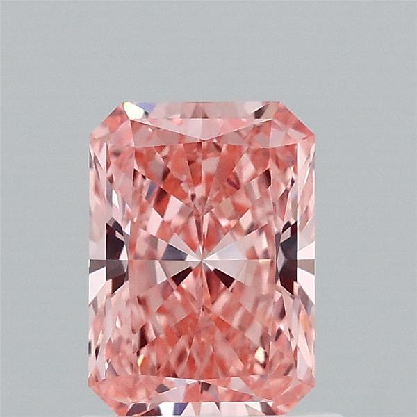 1.04 Carat Radiant Lab Grown Diamond, Fancy Vivid Pink Color, VS1 Clarity