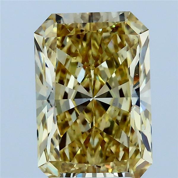 3.09 Carat Radiant Lab Grown Diamond, Fancy Intense Yellow Color, VS1 Clarity