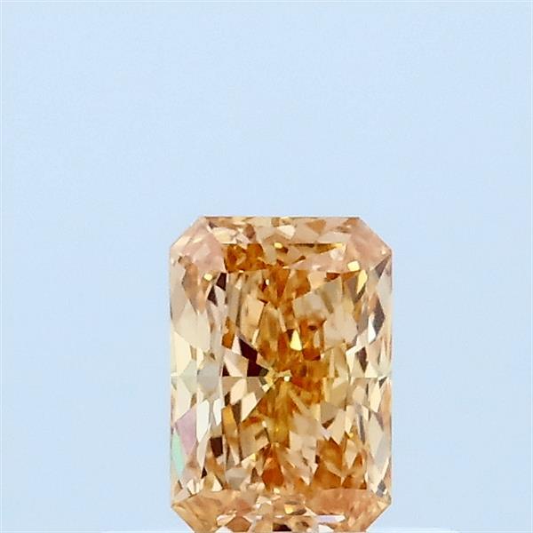 0.36 Carat Radiant Lab Grown Diamond, Fancy Intense Brownish Yellow Color, VVS2 Clarity