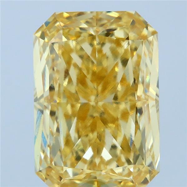 5.19 Carat Radiant Lab Grown Diamond, Fancy Intense Yellow Color, VS1 Clarity