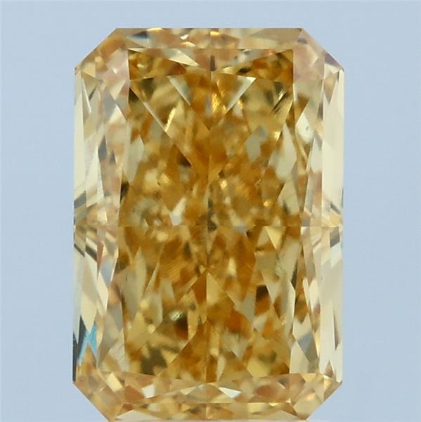 2.57 Carat Radiant Lab Grown Diamond, Fancy Vivid Yellow Color, VS1 Clarity