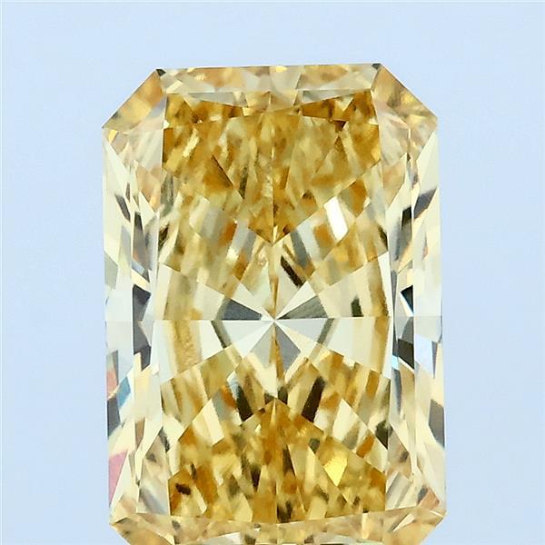 3.00 Carat Radiant Lab Grown Diamond, Fancy Vivid Yellow Color, VVS2 Clarity