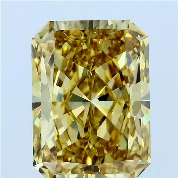 3.05 Carat Radiant Lab Grown Diamond, Fancy Intense Yellow Color, VS1 Clarity