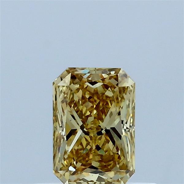0.52 Carat Radiant Lab Grown Diamond, Fancy Intense Yellow Color, VS1 Clarity