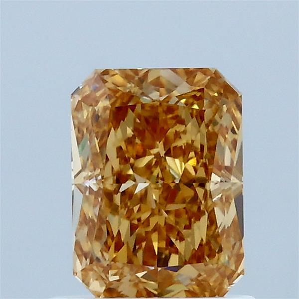 1.02 Carat Radiant Lab Grown Diamond, Fancy Intense Brownish Yellow Color, VVS2 Clarity