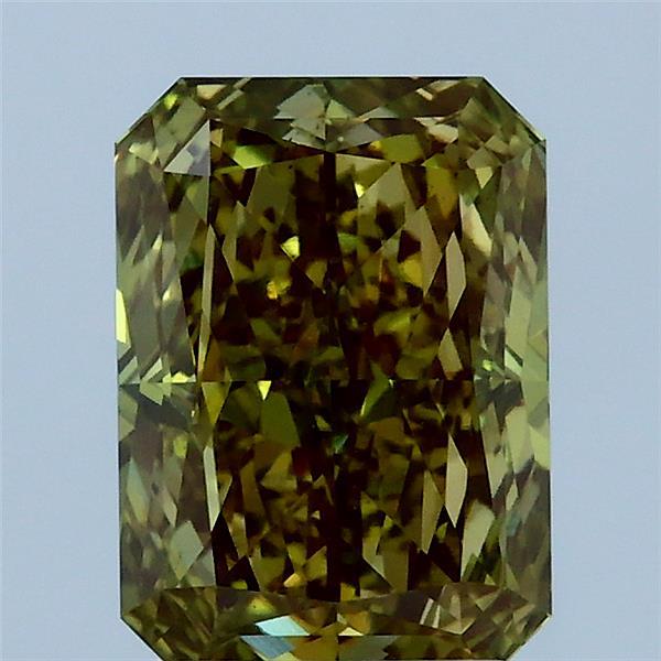 2.12 Carat Radiant Lab Grown Diamond, Fancy Intense Green Yellow Color, VS1 Clarity