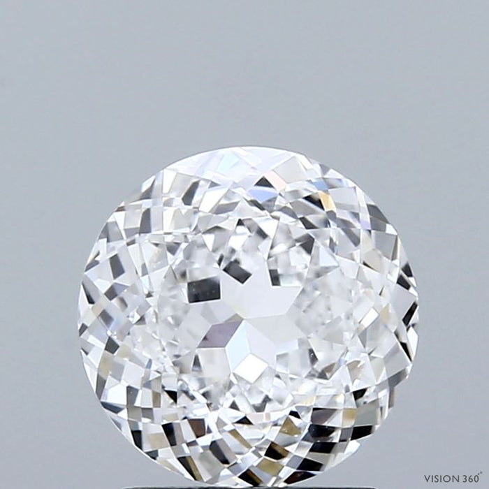 1.69 Carat Round Modified Lab Grown Diamond, Excellent Polish, D Color, VVS2 Clarity