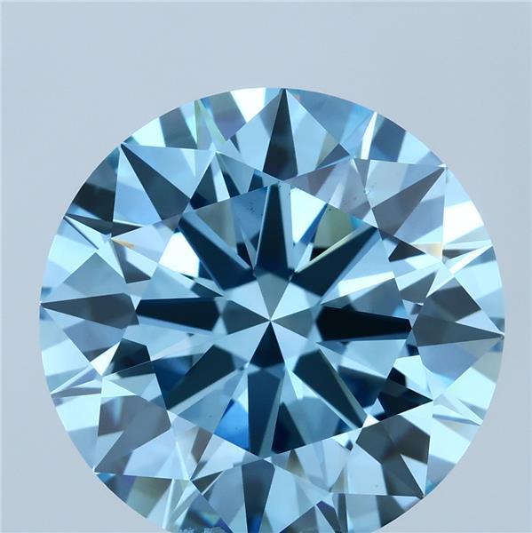 10.01 Carat Round Lab Grown Diamond, Ideal Cut, Fancy Vivid Blue Color, VS1 Clarity