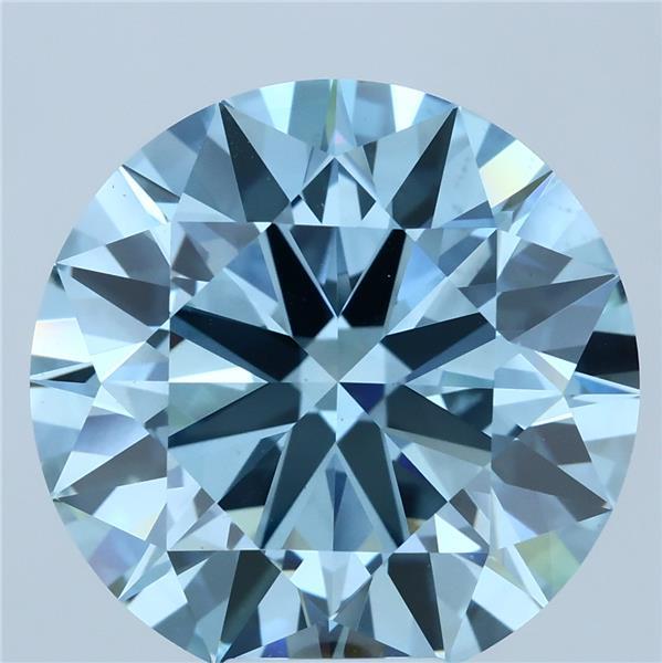 10.06 Carat Round Lab Grown Diamond, Ideal Cut, Fancy Vivid Blue Color, VS2 Clarity