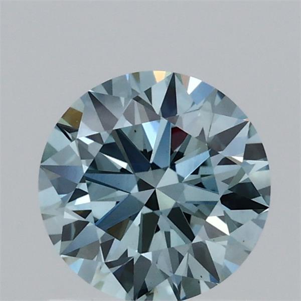 1.05 Carat Round Lab Grown Diamond, Ideal Cut, Fancy Vivid Blue Color, VS1 Clarity