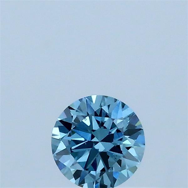 0.28 Carat Round Lab Grown Diamond, Excellent Cut, Fancy Vivid Blue Color, VS2 Clarity