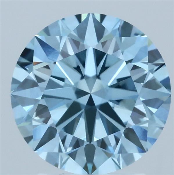 2.58 Carat Round Lab Grown Diamond, Ideal Cut, Fancy Vivid Blue Color, VVS2 Clarity