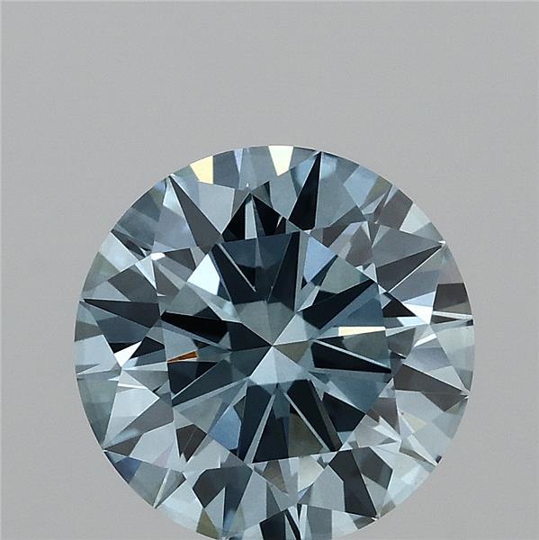 2.50 Carat Round Lab Grown Diamond, Excellent Cut, Fancy Vivid Blue Color, VS2 Clarity