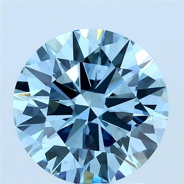 1.78 Carat Round Lab Grown Diamond, Ideal Cut, Fancy Vivid Blue Color, VVS2 Clarity