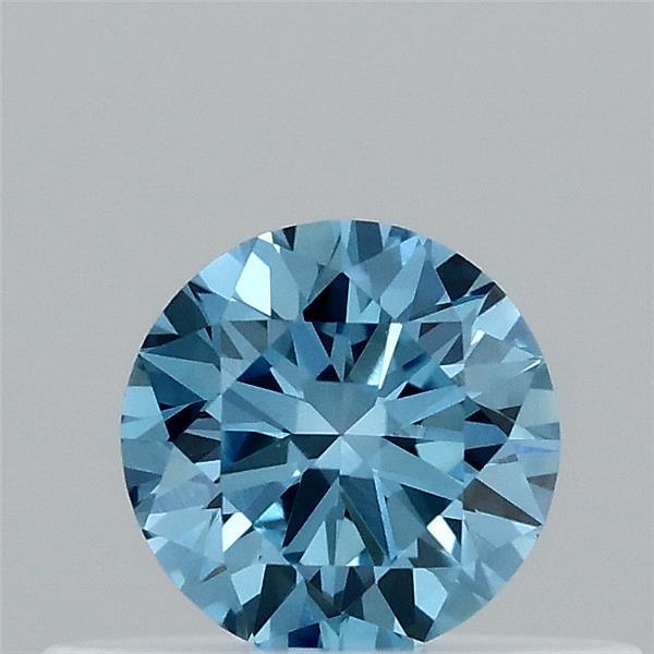 0.30 Carat Round Lab Grown Diamond, Ideal Cut, Fancy Vivid Blue Color, VVS2 Clarity