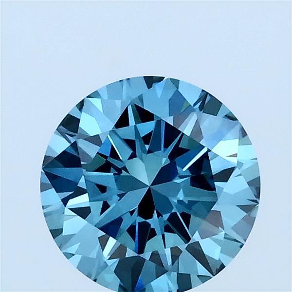 0.97 Carat Round Lab Grown Diamond, Excellent Cut, Fancy Vivid Blue Color, VS1 Clarity