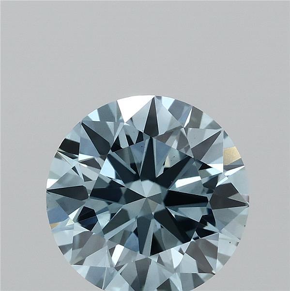 1.40 Carat Round Lab Grown Diamond, Ideal Cut, Fancy Vivid Blue Color, VS1 Clarity