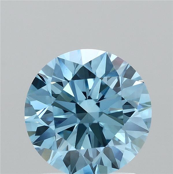 1.69 Carat Round Lab Grown Diamond, Ideal Cut, Fancy Vivid Blue Color, VS1 Clarity