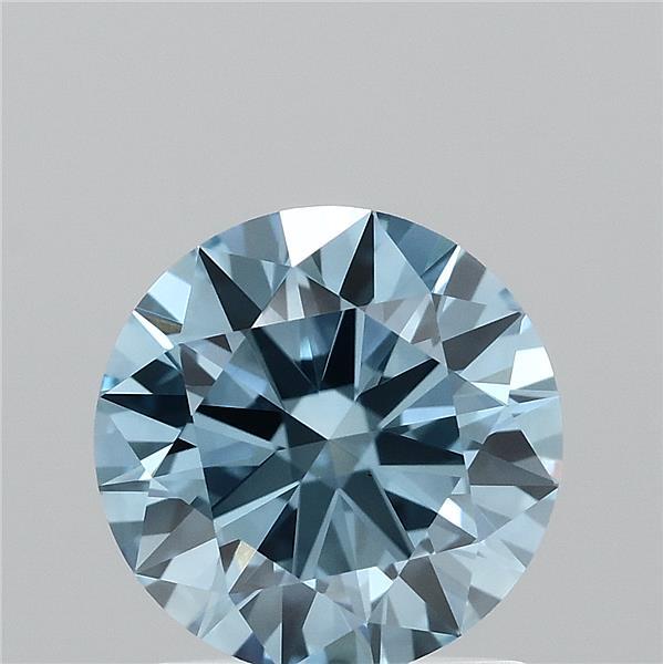 1.41 Carat Round Lab Grown Diamond, Ideal Cut, Fancy Vivid Blue Color, VS1 Clarity