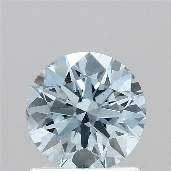 1.05 Carat Round Lab Grown Diamond, Ideal Cut, Fancy Vivid Blue Color, VS1 Clarity