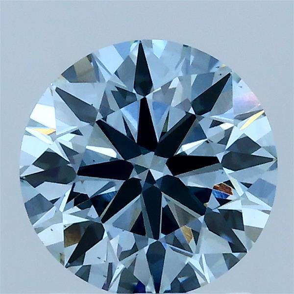 1.52 Carat Round Lab Grown Diamond, Ideal Cut, Fancy Vivid Blue Color, VS2 Clarity