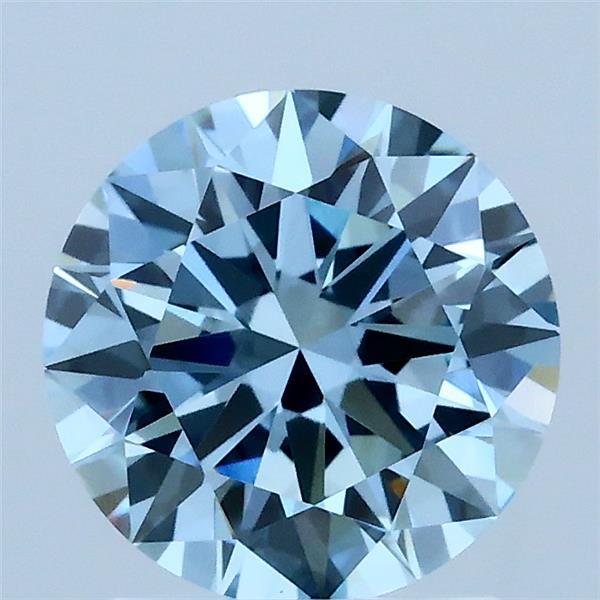 1.70 Carat Round Lab Grown Diamond, Excellent Cut, Fancy Vivid Blue Color, VVS2 Clarity