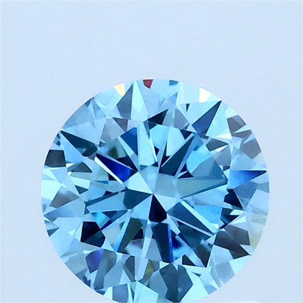 1.00 Carat Round Lab Grown Diamond, Very Good Cut, Fancy Vivid Blue Color, VVS2 Clarity