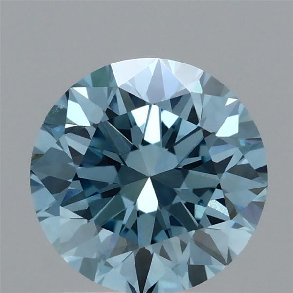 1.01 Carat Round Lab Grown Diamond, Excellent Cut, Fancy Vivid Blue Color, VVS2 Clarity