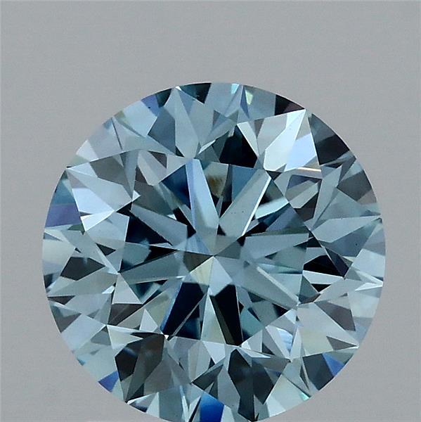 2.00 Carat Round Lab Grown Diamond, Excellent Cut, Fancy Vivid Blue Color, VS1 Clarity