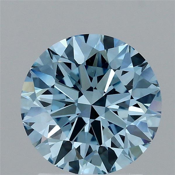 1.90 Carat Round Lab Grown Diamond, Ideal Cut, Fancy Vivid Blue Color, VVS2 Clarity