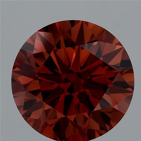 3.21 Carat Round Lab Grown Diamond, Excellent Cut, Fancy Orangy Brown Color, VVS2 Clarity