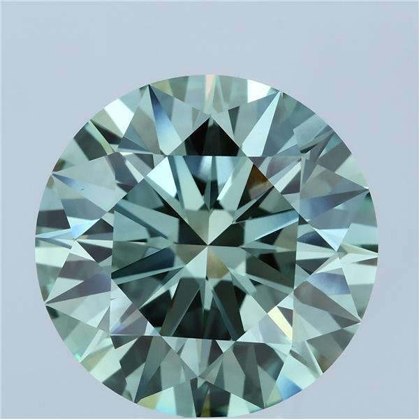 10.06 Carat Round Lab Grown Diamond, Ideal Cut, Fancy Vivid Green Color, VVS2 Clarity