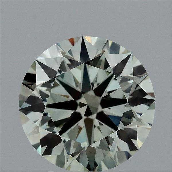 4.10 Carat Round Lab Grown Diamond, Ideal Cut, Fancy Greeny Color, VVS2 Clarity