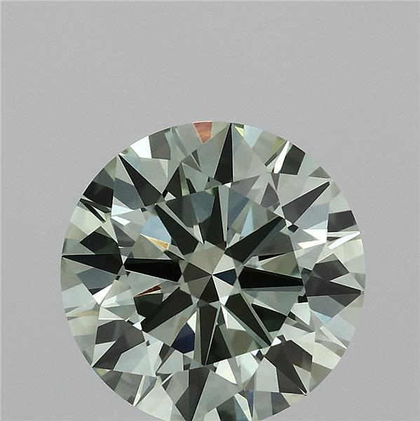 3.52 Carat Round Lab Grown Diamond, Ideal Cut, Fancy Intense Green Color, VS2 Clarity