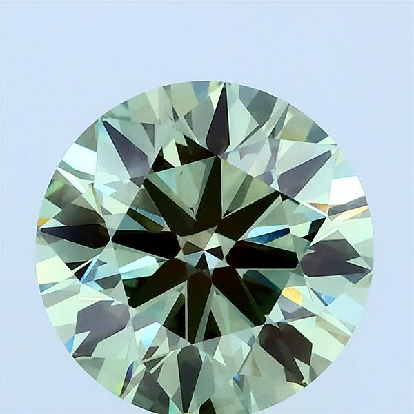 3.22 Carat Round Lab Grown Diamond, Ideal Cut, Fancy Vivid Green Color, VS1 Clarity