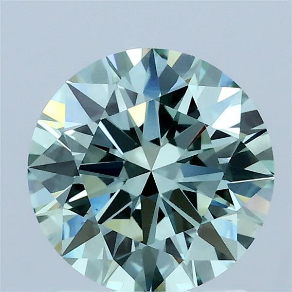 1.60 Carat Round Lab Grown Diamond, Ideal Cut, Fancy Vivid Green Color, VS1 Clarity